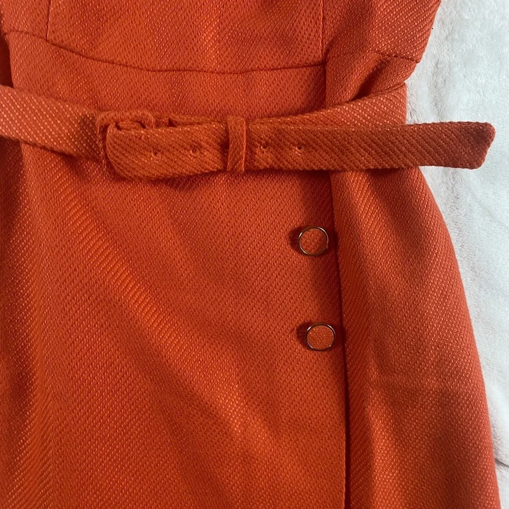 NWT Ann Taylor Knit Dress Women Sz 6 Petite Orange Belt Knee Length Office Work - Picture 15 of 15